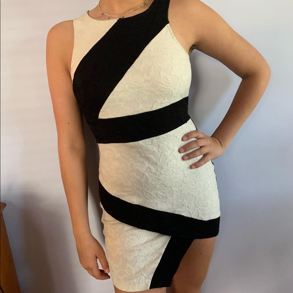 Homecoming black and white dress